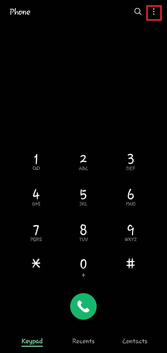 Phone dialer showing three dots
