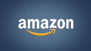 Amazon's logo on a dark background