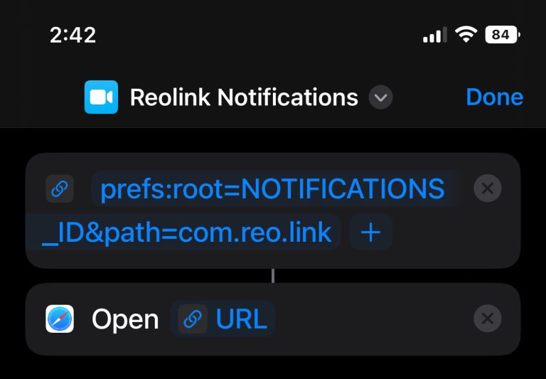 Mute Reolink Notifications Shortcut