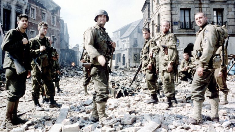 Tom Hanks and the cast of Saving Private Ryan.