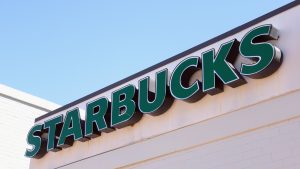 Starbucks logo on a store.