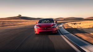 Tesla Model S on the open road.